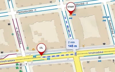 Z domu k zastávce TRAM Radhošťská